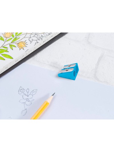 Sacapuntas liderpapel metalico cuña 2 usos color azul