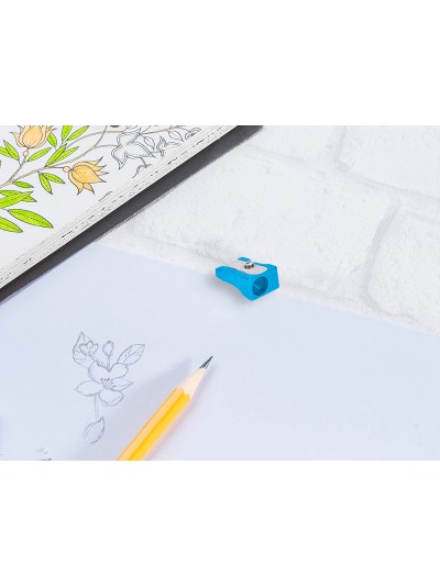 Sacapuntas liderpapel metalico cuña 1 uso color azul