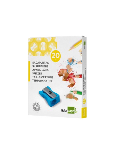 Sacapuntas liderpapel metalico cuña 1 uso color azul