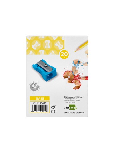 Sacapuntas liderpapel metalico cuña 1 uso color azul