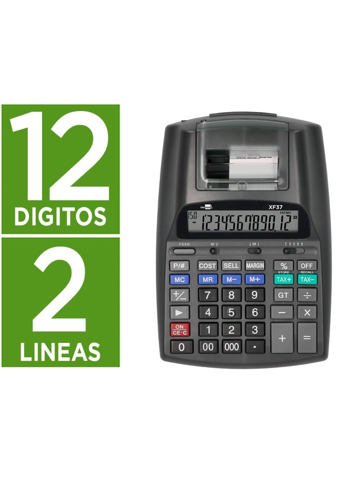 Calculadora liderpapel impresora pantalla papel 57 mm 12 digitos impresion bicolor negra 225x158x56 mm Calculadora liderpapel impresora pantalla papel 57 mm 12 digitos impresion bicolor negra 225x158x56 mm
