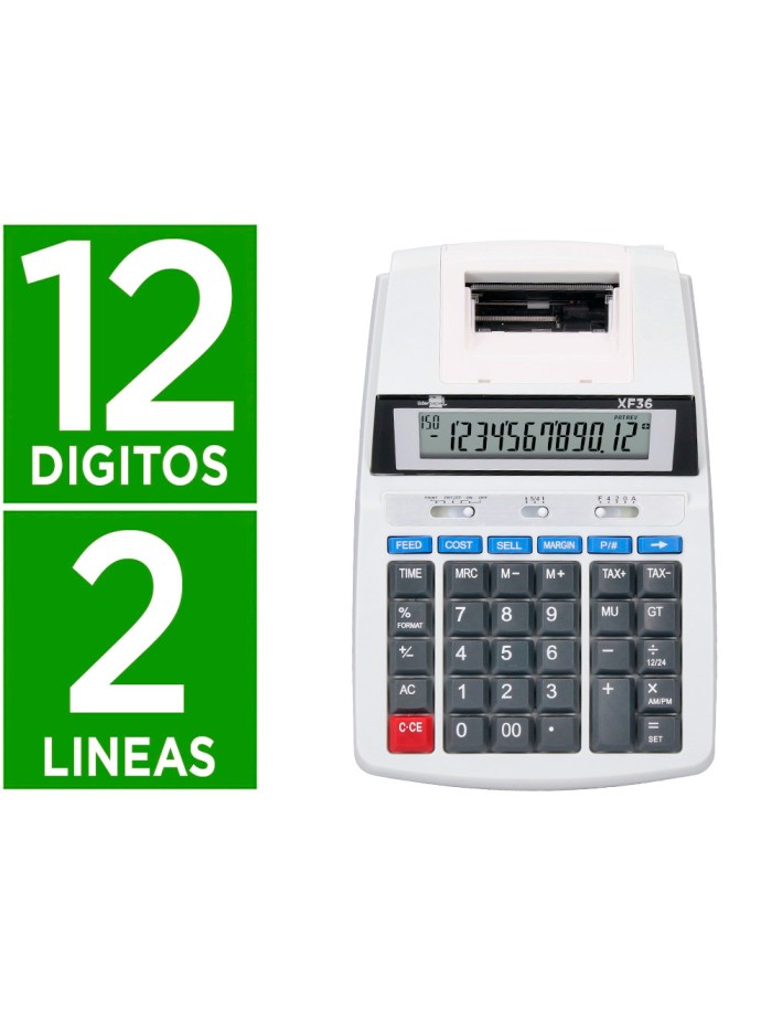 Calculadora liderpapel impresora pantalla papel 57 mm 12 digitos impresion bicolor blanca 235x155x62 mm Calculadora liderpapel impresora pantalla papel 57 mm 12 digitos impresion bicolor blanca 235x155x62 mm
