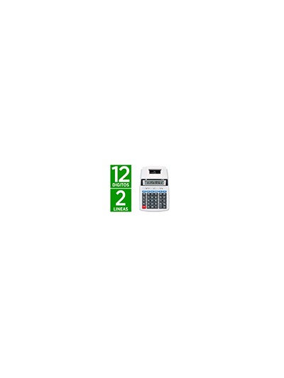 Calculadora liderpapel impresora pantalla papel 57 mm 12 digitos impresion bicolor blanca 235x155x62 mm