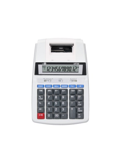 Calculadora liderpapel impresora pantalla papel 57 mm 12 digitos impresion bicolor blanca 235x155x62 mm