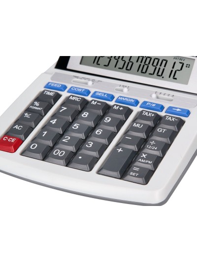 Calculadora liderpapel impresora pantalla papel 57 mm 12 digitos impresion bicolor blanca 235x155x62 mm