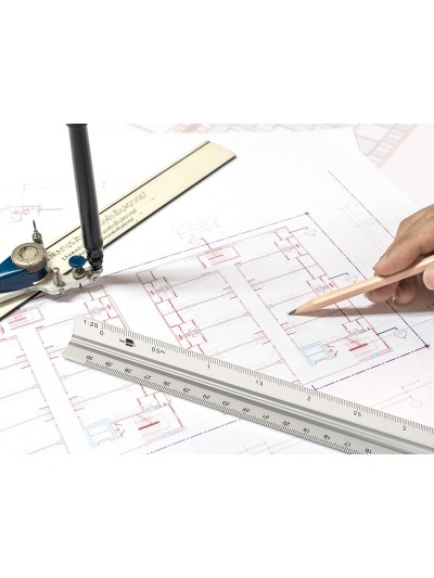 Escala liderpapel aluminio forma triangular con funda protectora longitud 30 cm 1:20 1:25/1:50/1:75/1:100/1:150