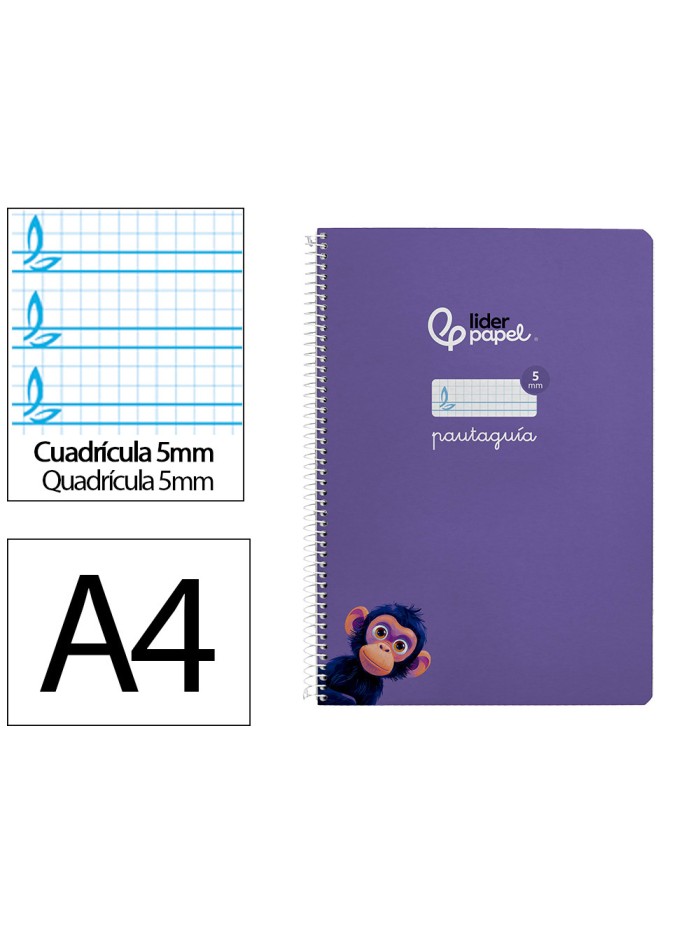 Cuaderno espiral liderpapel din a4 pautaguia tapa dura 80h 90 gr cuadro pautado 5mm color lila Cuaderno espiral liderpapel din a4 pautaguia tapa dura 80h 90 gr cuadro pautado 5mm color lila