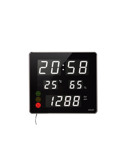 Reloj orium cep con medidor de co2 pantalla led alarma personalizable y sensor de infrarrojos 400x360x40 mm