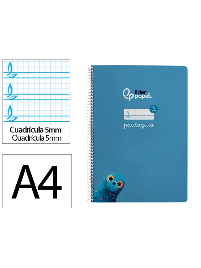 Cuaderno espiral liderpapel din a4 pautaguia tapa dura 80h 90 gr cuadro pautado 5mm color azul Cuaderno espiral liderpapel din a4 pautaguia tapa dura 80h 90 gr cuadro pautado 5mm color azul