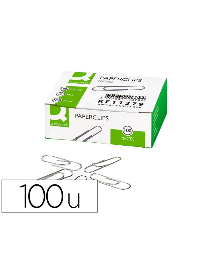 Clips niquelados q-connect n 4 planos 50 mm caja de 100 unidades Clips niquelados q-connect n 4 planos 50 mm caja de 100 unidades