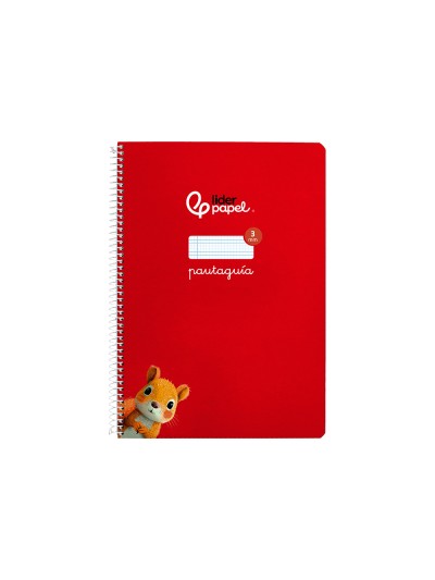 Cuaderno espiral liderpapel din a4 pautaguia tapa dura 80h 90 gr cuadro pautado 3mm color rojo