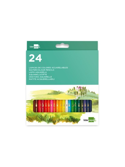Lapices de colores acuarelables liderpapel caja de 24 unidades colores surtidos