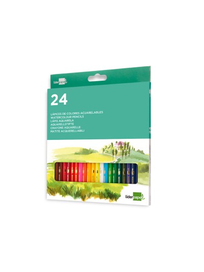Lapices de colores acuarelables liderpapel caja de 24 unidades colores surtidos