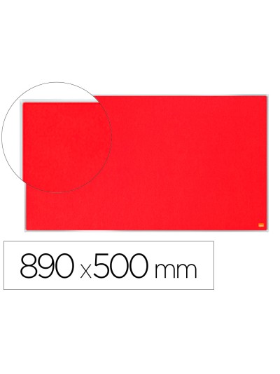 Tablero de anuncios nobo impression pro fieltro rojo formato panoramico 40/' 890x500 mm