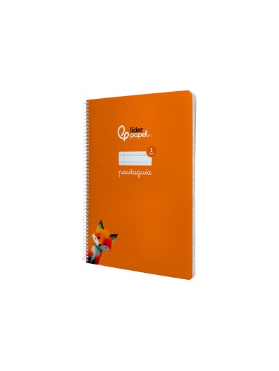 Cuaderno espiral liderpapel din a4 pautaguia tapa dura 80h 90 gr cuadro pautado 3mm color naranja