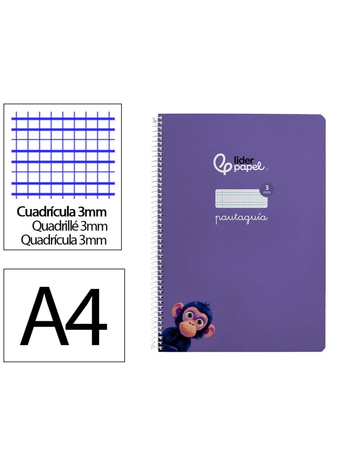 Cuaderno espiral liderpapel din a4 pautaguia tapa dura 80h 90 gr cuadro pautado 3mm color lila Cuaderno espiral liderpapel din a4 pautaguia tapa dura 80h 90 gr cuadro pautado 3mm color lila