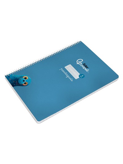 Cuaderno espiral liderpapel din a4 pautaguia tapa dura 80h 90 gr cuadro pautado 3mm color azul