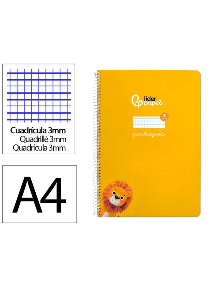 Cuaderno espiral liderpapel din a4 pautaguia tapa dura 80h 90 gr cuadro pautado 3mm color amarillo Cuaderno espiral liderpapel din a4 pautaguia tapa dura 80h 90 gr cuadro pautado 3mm color amarillo