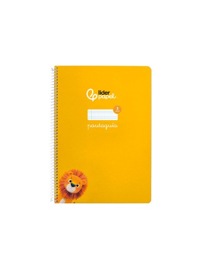Cuaderno espiral liderpapel din a4 pautaguia tapa dura 80h 90 gr cuadro pautado 3mm color amarillo