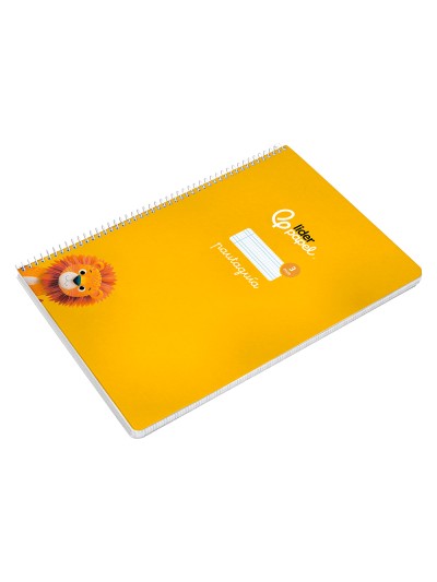 Cuaderno espiral liderpapel din a4 pautaguia tapa dura 80h 90 gr cuadro pautado 3mm color amarillo