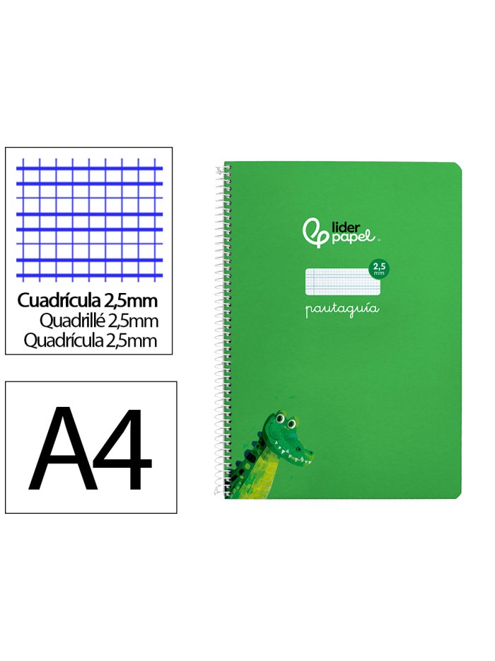 Cuaderno espiral liderpapel din a4 pautaguia tapa dura 80h 90 gr cuadro pautado 2,5mm color verde Cuaderno espiral liderpapel din a4 pautaguia tapa dura 80h 90 gr cuadro pautado 2,5mm color verde