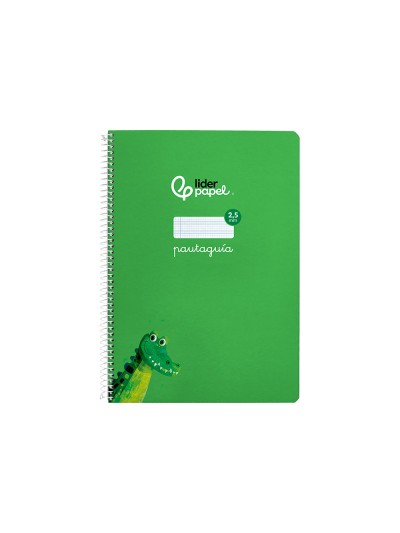 Cuaderno espiral liderpapel din a4 pautaguia tapa dura 80h 90 gr cuadro pautado 2,5mm color verde