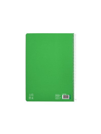 Cuaderno espiral liderpapel din a4 pautaguia tapa dura 80h 90 gr cuadro pautado 2,5mm color verde