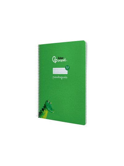 Cuaderno espiral liderpapel din a4 pautaguia tapa dura 80h 90 gr cuadro pautado 2,5mm color verde