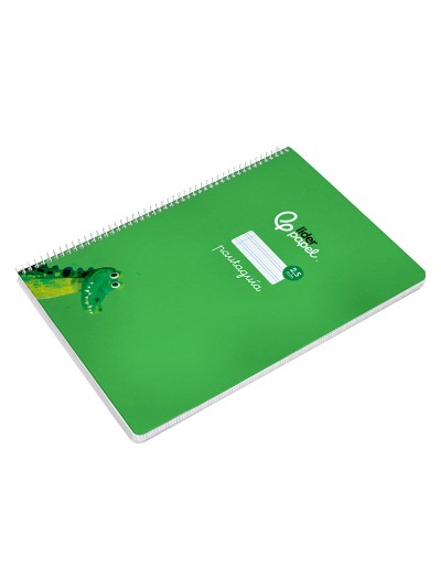 Cuaderno espiral liderpapel din a4 pautaguia tapa dura 80h 90 gr cuadro pautado 2,5mm color verde