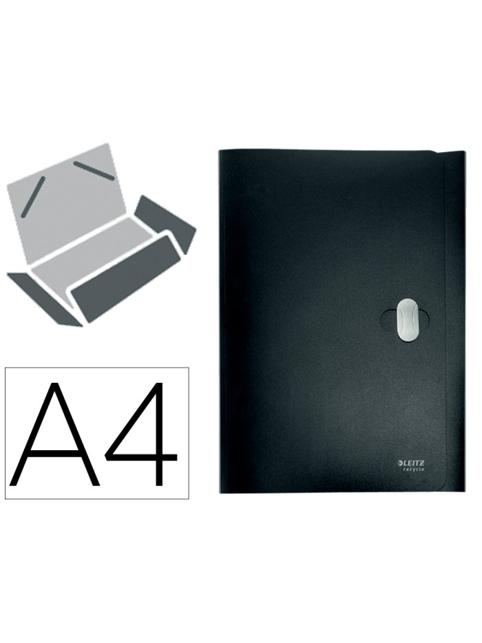 Carpeta leitz recycle gomas tres solapas din a4 polipropileno negro Carpeta leitz recycle gomas tres solapas din a4 polipropileno negro