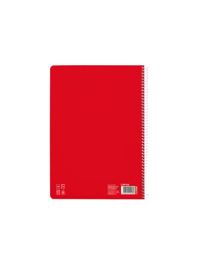 Cuaderno espiral liderpapel din a4 pautaguia tapa dura 80h 90 gr cuadro pautado 2,5mm color rojo