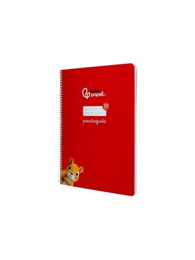 Cuaderno espiral liderpapel din a4 pautaguia tapa dura 80h 90 gr cuadro pautado 2,5mm color rojo
