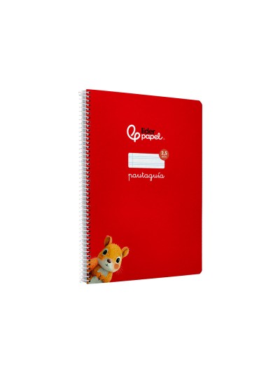 Cuaderno espiral liderpapel din a4 pautaguia tapa dura 80h 90 gr cuadro pautado 2,5mm color rojo