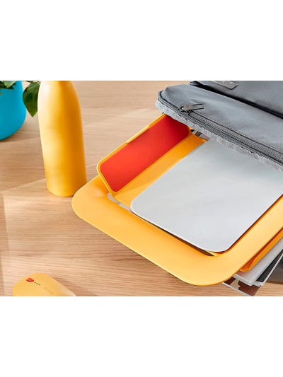 Soporte para portatil leitz ergo cosy ajustable 4 alturas color amarillo 310x50x247 mm