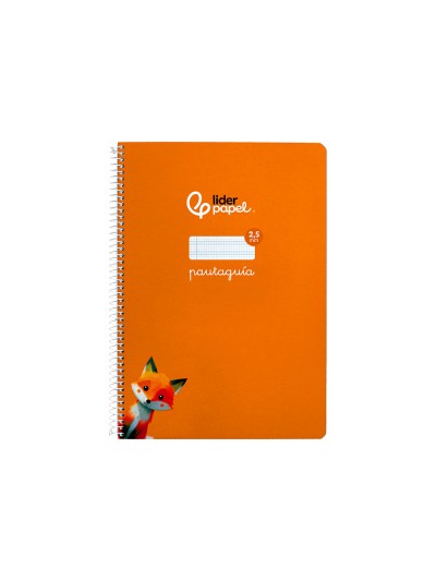 Cuaderno espiral liderpapel din a4 pautaguia tapa dura 80h 90 gr cuadro pautado 2,5 mm color naranja