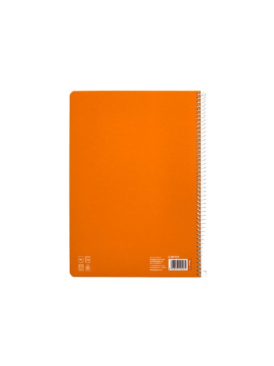 Cuaderno espiral liderpapel din a4 pautaguia tapa dura 80h 90 gr cuadro pautado 2,5 mm color naranja