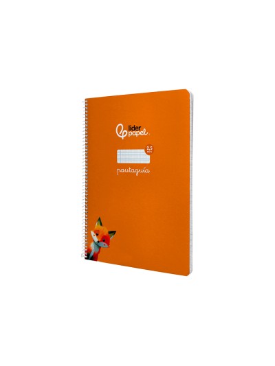 Cuaderno espiral liderpapel din a4 pautaguia tapa dura 80h 90 gr cuadro pautado 2,5 mm color naranja