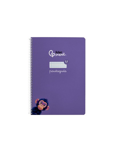 Cuaderno espiral liderpapel din a4 pautaguia tapa dura 80h 90 gr cuadro pautado 2,5mm color lila