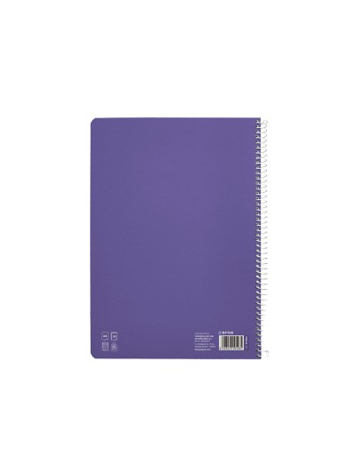 Cuaderno espiral liderpapel din a4 pautaguia tapa dura 80h 90 gr cuadro pautado 2,5mm color lila