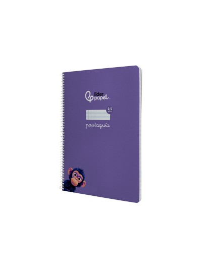 Cuaderno espiral liderpapel din a4 pautaguia tapa dura 80h 90 gr cuadro pautado 2,5mm color lila