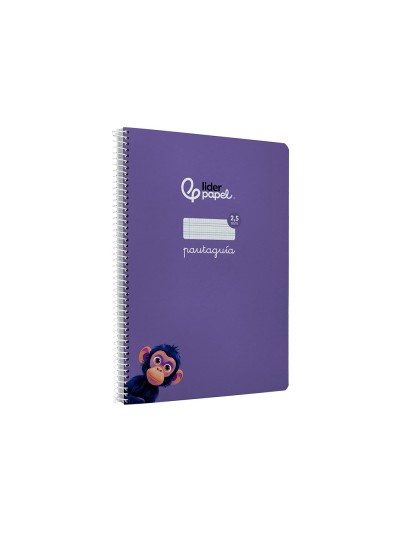 Cuaderno espiral liderpapel din a4 pautaguia tapa dura 80h 90 gr cuadro pautado 2,5mm color lila