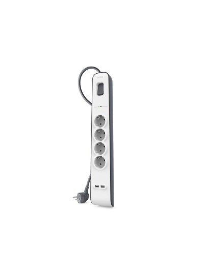 Regleta belkin bsv401vf2m proteccion sobretension 4 tomas + 2 puertos usb boton apagado y encendido color