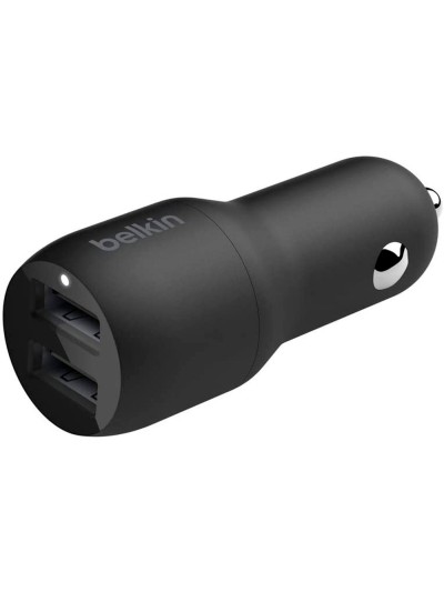 Cargador para coche belkin ccb001btbk doble usb-a 24w 12w x2 color negro