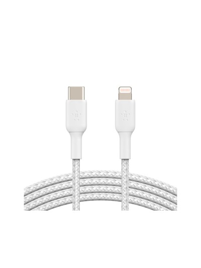 Cable trenzado belkin caa004bt1mwh usb-c a lightning boost charge largo 1 m color blanco