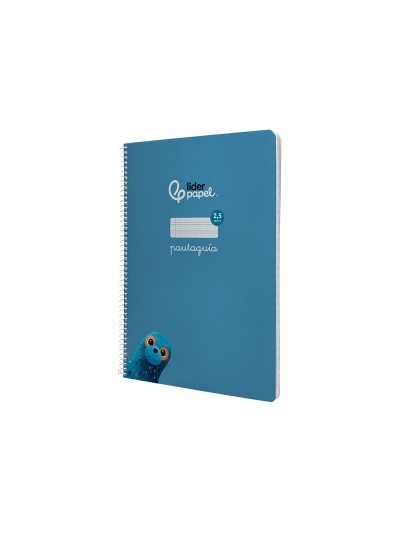 Cuaderno espiral liderpapel din a4 pautaguia tapa dura 80h 90 gr cuadro pautado 2,5mm color azul