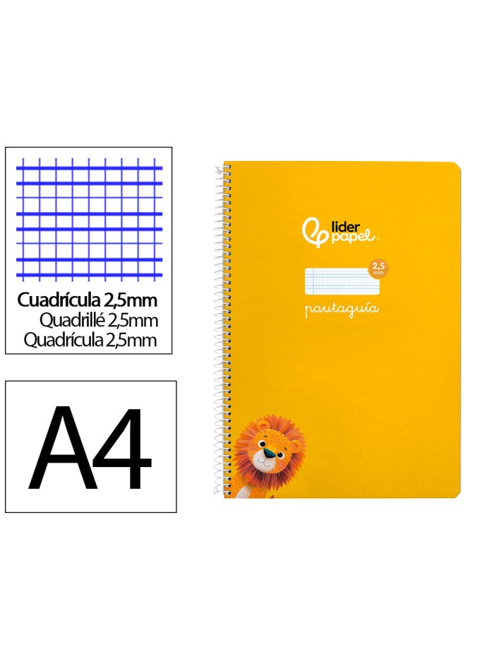 Cuaderno espiral liderpapel din a4 pautaguia tapa dura 80h 90 gr cuadro pautado 2,5 mm color amarillo Cuaderno espiral liderpapel din a4 pautaguia tapa dura 80h 90 gr cuadro pautado 2,5 mm color amarillo