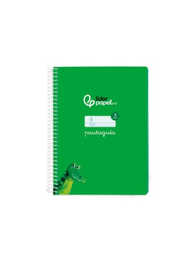 Cuaderno espiral liderpapel din a5 pautaguia tapa blanda 40 h 75 gr cuadro pautado 5mm color verde