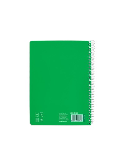 Cuaderno espiral liderpapel din a5 pautaguia tapa blanda 40 h 75 gr cuadro pautado 5mm color verde