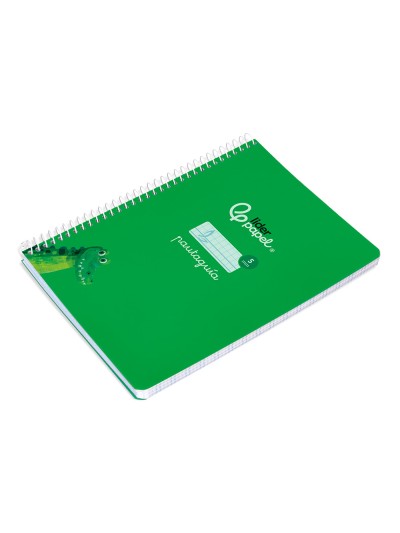 Cuaderno espiral liderpapel din a5 pautaguia tapa blanda 40 h 75 gr cuadro pautado 5mm color verde
