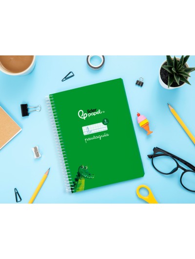 Cuaderno espiral liderpapel din a5 pautaguia tapa blanda 40 h 75 gr cuadro pautado 5mm color verde
